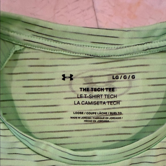 Under Armour Men's Striped Lime Green Tee - Picture 2 of 5